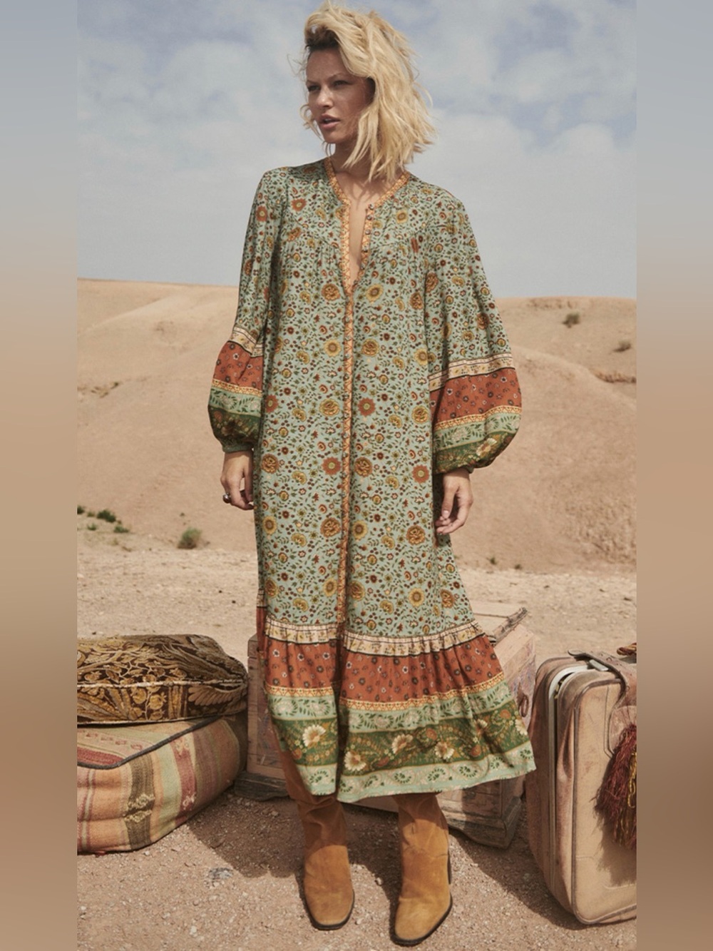 SPELL Lady Untamed Button Down Midi Dress in Matcha 🌿